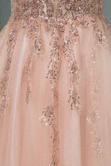 Elegant Sequins Long Evening Prom Dress Floor Length V-Neck