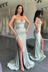 Beautiful Mermaid Long Prom Dress With Side Slit Sweetheart