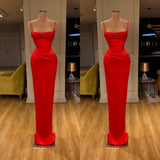 Front-ruffle Orange Sheath Prom Dress Spaghetti Straps