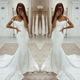 Beautiful Mermaid Wedding Dress With Lace Appliques Off-the-Shoulder