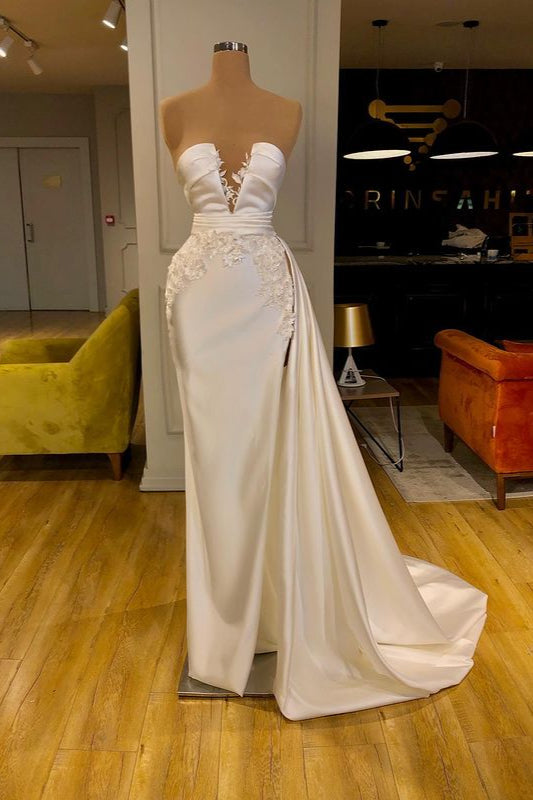 Elegant Ivory Long Prom Dress With Appliques Mermaid