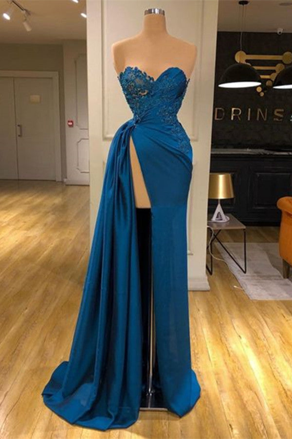Fabulous Sweetheart Prom Dress Long With Split Lace Appliques