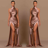 Stunning High Neck Sleeveless Formal Wears Mermaid Long Split