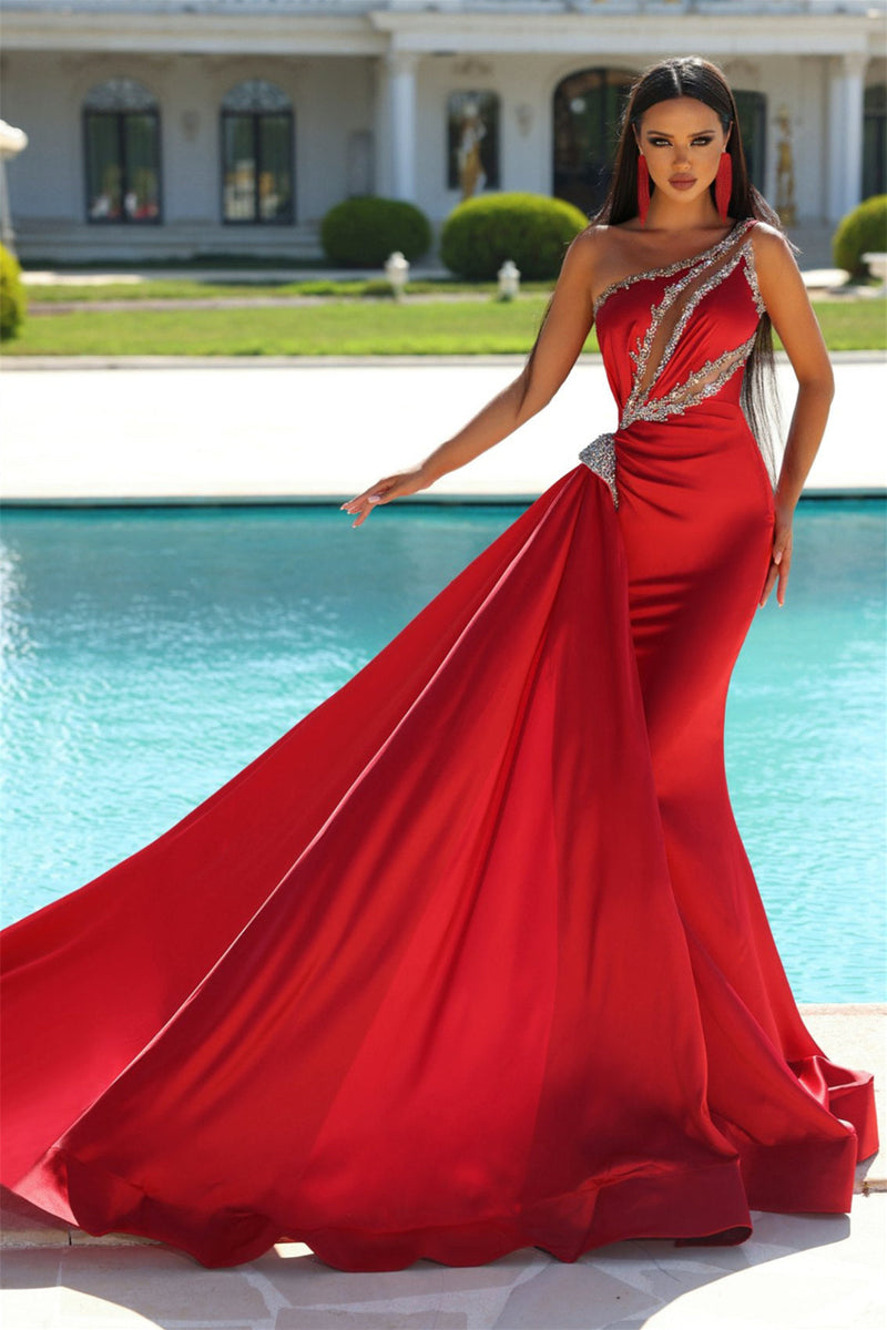 Stunning Mermaid Beaded Sleeveless Long Open Back With Side Train Formal Wears