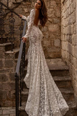 Amazing sweetheart longsleeves mermaid lace Wedding Dresses
