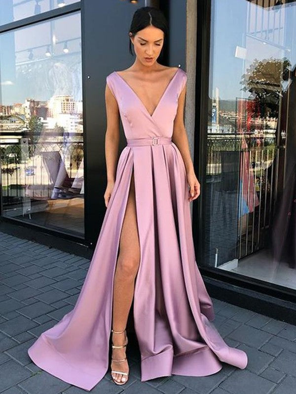 Gorgeous V-neck Sleeveless Long Ruffles Elegant Evening Dress