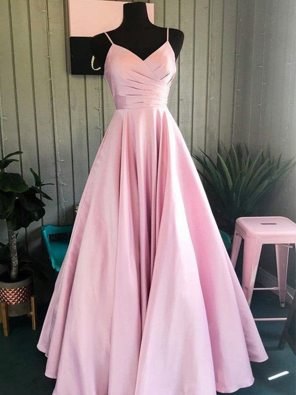 Gorgeous Satin Ruched Sleeveless Long Prom Dress