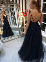 Gorgeous Tulle Beading Long Sleeveless Prom Dress