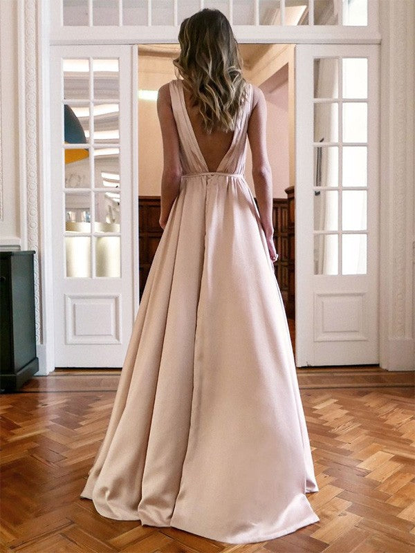 Gorgeous Ruffles  Satin Sleeveless V-neck Prom Dress