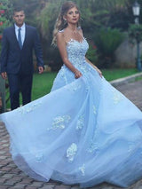 Elegant Tulle Ball Dress Appliques Bateau Sleeveless  Prom Dress