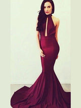 Beautiful Sleeveless Mermaid High Neck Long Jersey Prom Dress