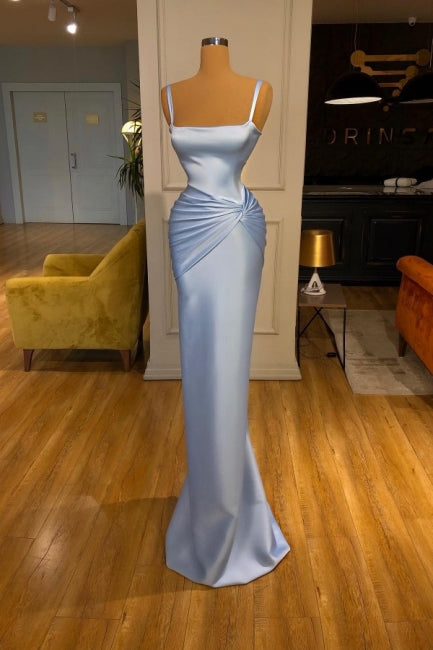 Amazing Long Blue Mermaid Evening Gown Classic Straps Ball Dresses