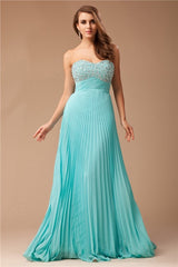 Empire Sweetheart Long Chiffon Beading Sleeveless Prom Dress