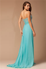 Empire Sweetheart Long Chiffon Beading Sleeveless Prom Dress