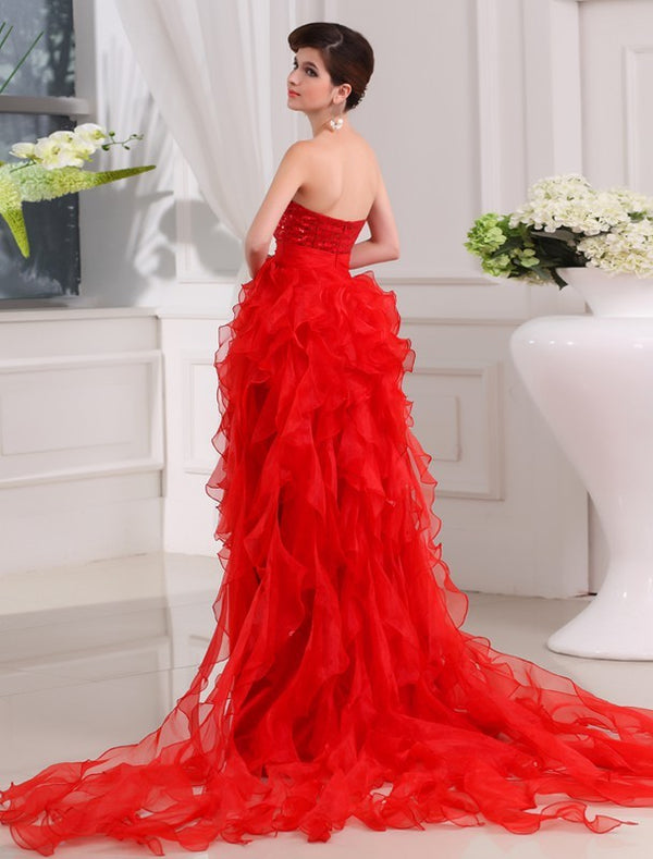 Gorgeous Sequin Sweetheart Sleeveless Hi-Lo Evening Dress