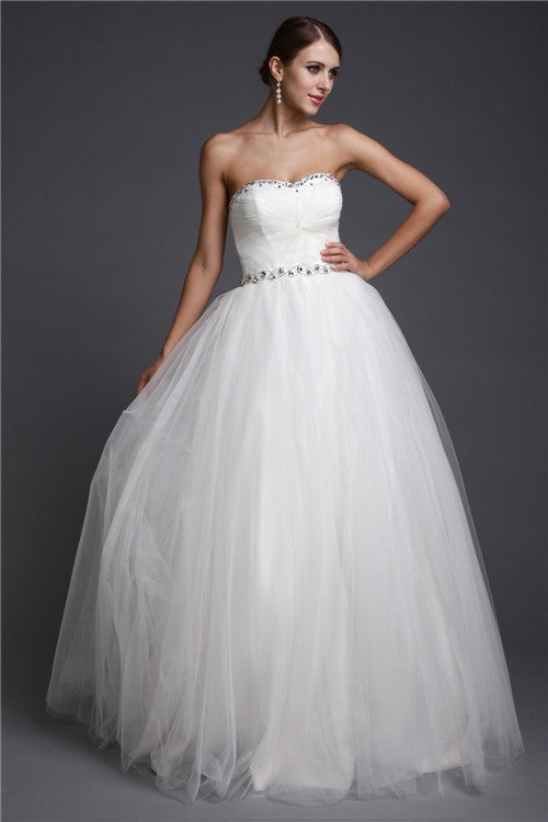 Gorgeous Sweetheart Sleeveless Long Beading Net Prom Dress