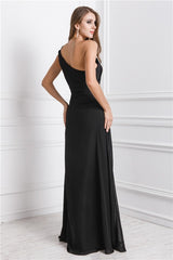 SheathOne Shoulder Sleeveless Long Beading Prom Dress