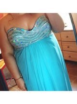 Gorgeous Sweetheart Beading Sleeveless Long Chiffon Plus Size Prom Dress