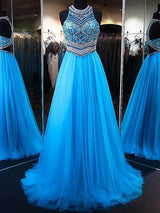 Gorgeous Jewel Sleeveless  Beading Tulle Prom Dress