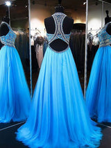 Gorgeous Jewel Sleeveless  Beading Tulle Prom Dress