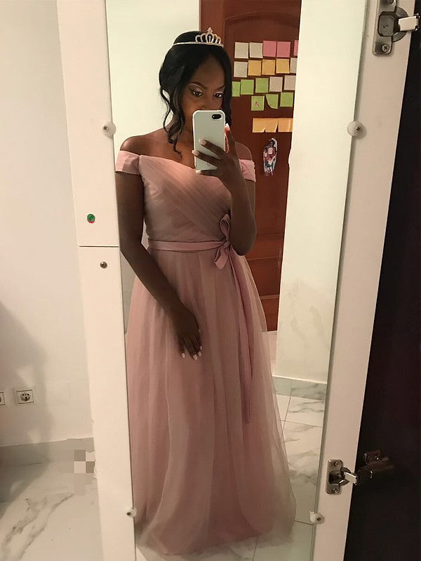 Sleeveless Amazing Off-the-Shoulder Tulle Long Prom Dress