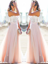 Gorgeous Jewel Sleeveless Long Lace Evening Dress Chiffon