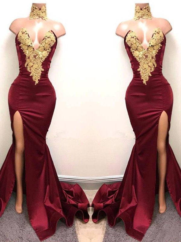 Chic Mermaid Sweetheart Sleeveless  With Appliques Prom Dress Long Online