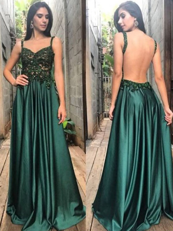 Gorgeous Straps Sleeveless Long With Appliques Prom Dress Long Online