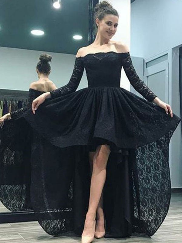 Gorgeous Long Sleeves  Asymmetrical Lace Dress
