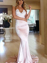 Chic Mermaid Sweetheart Sleeveless With Appliques  Prom Dress Long Online