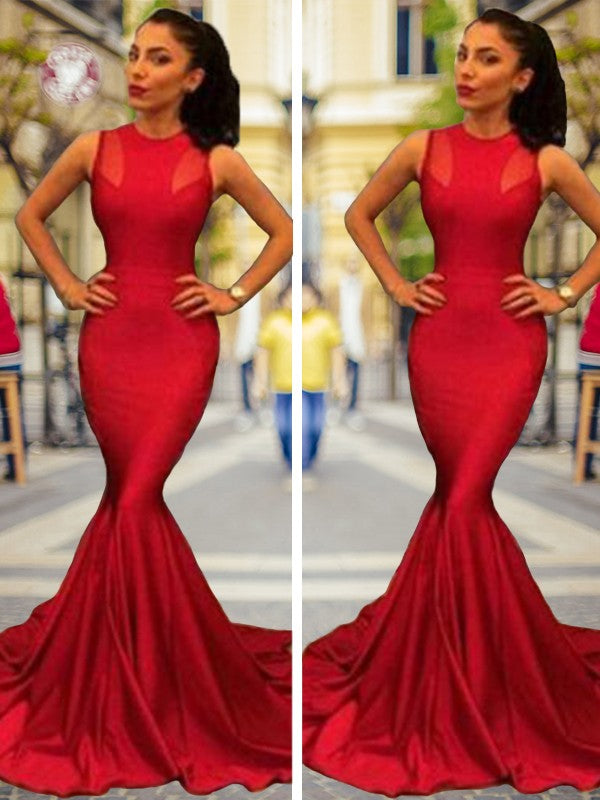 Beautiful Sleeveless Mermaid Jewel Court Train Elegant Evening Dress