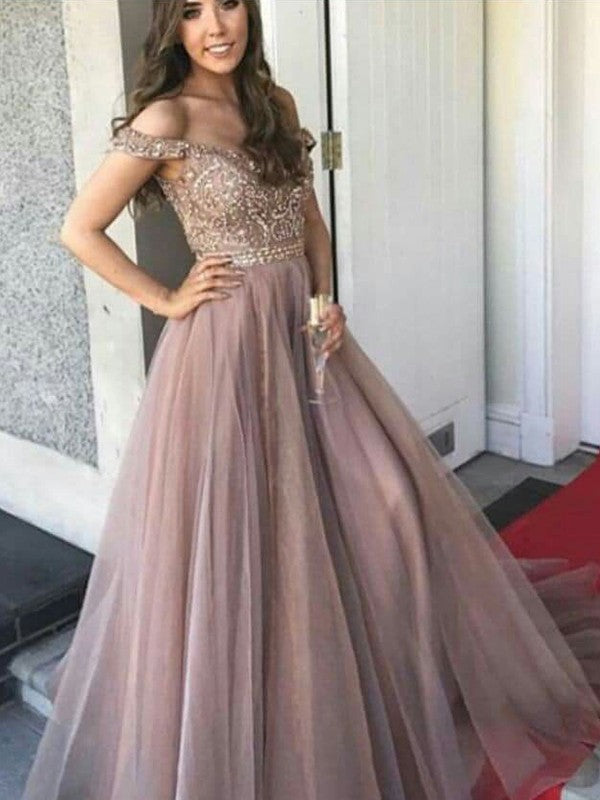 Sleeveless Amazing Off-the-Shoulder Long Tulle Prom Dress