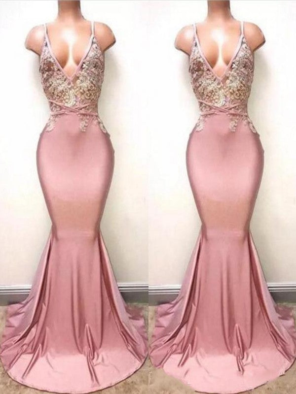 Beautiful Sleeveless Mermaid V-neck  Charmeuse Elegant Evening Dress
