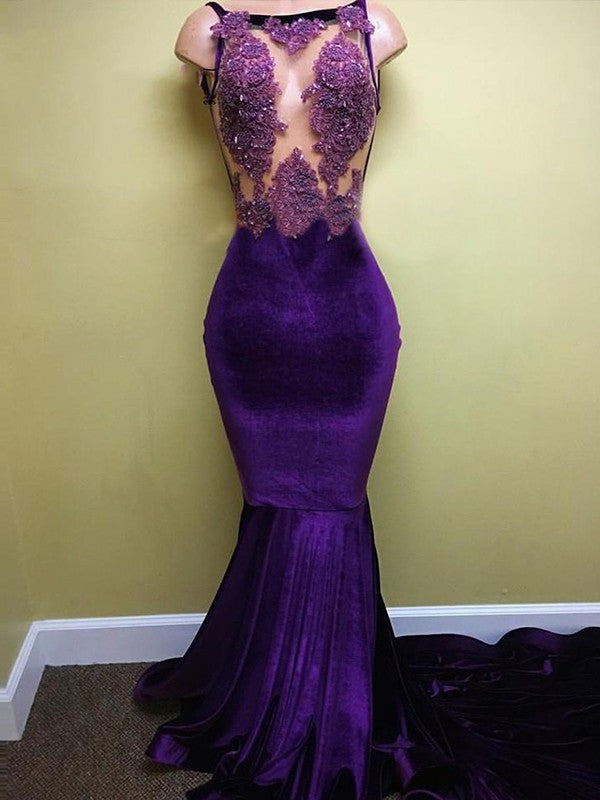 Beautiful Sleeveless Mermaid  With Appliques Silk like Elegant Evening Dress