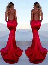 Beautiful Sleeveless Mermaid Ruffles  Silk like Elegant Evening Dress