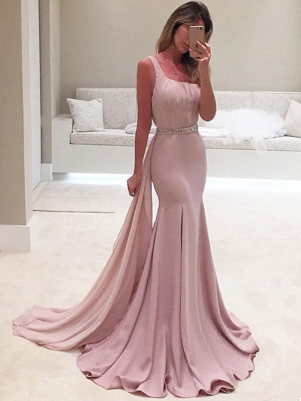 Beautiful Sleeveless Mermaid One-Shoulder  Ruffles Prom Dress with Chiffon