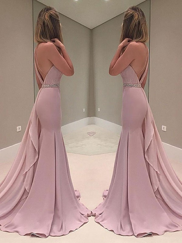 Beautiful Sleeveless Mermaid One-Shoulder  Ruffles Prom Dress with Chiffon