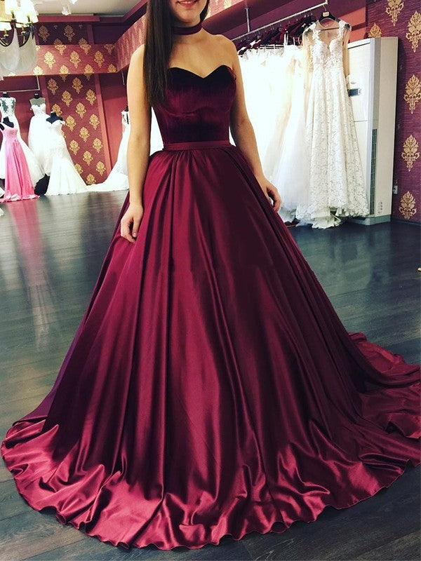 Ball Gown Sweetheart  Sleeveless Ruffles Prom Dress with Satin