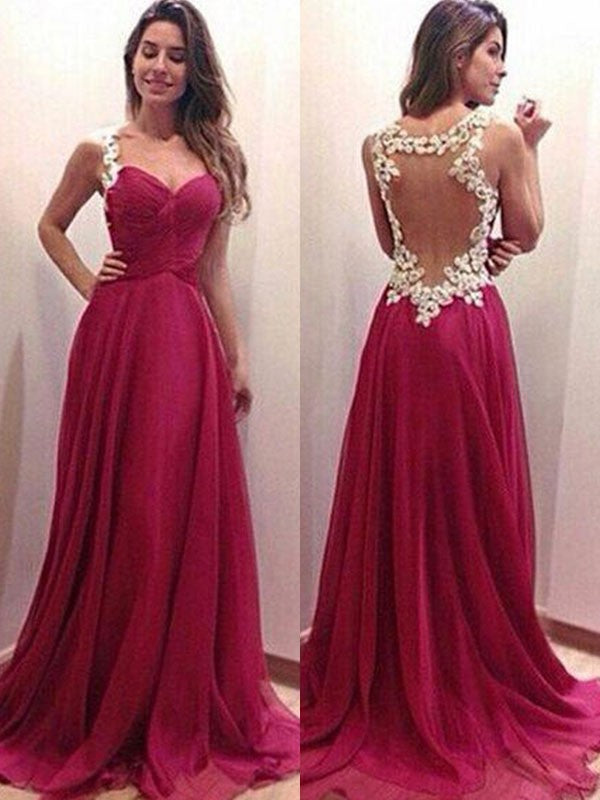 Gorgeous Sweetheart  Sleeveless With Appliques Prom Dress with Chiffon
