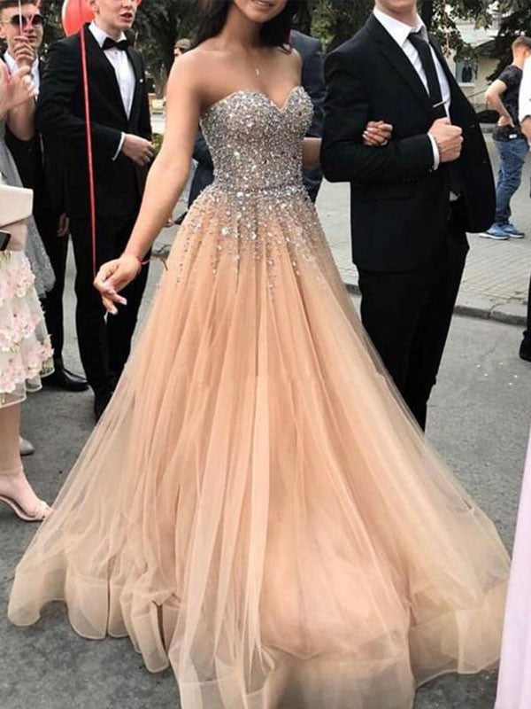 Gorgeous Sweetheart  Sleeveless Beading Tulle Prom Dress online