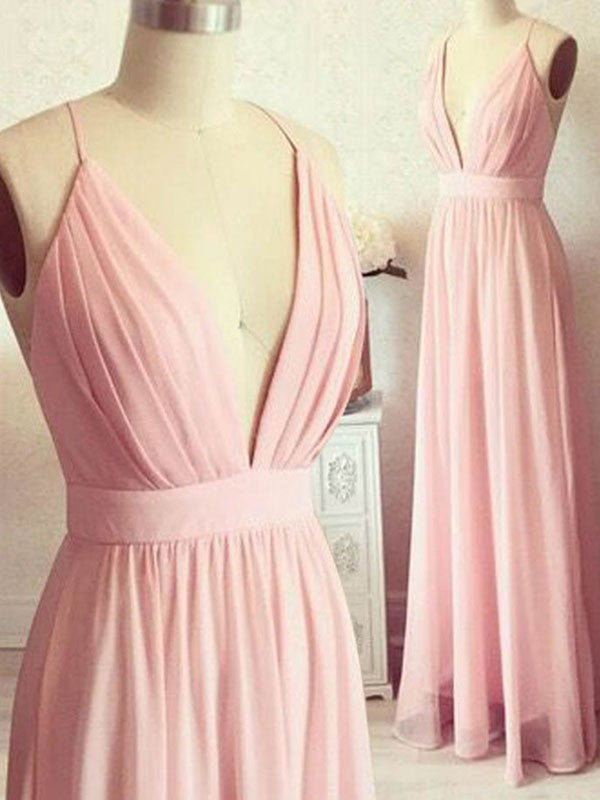 Sleeveless Amazing Spaghetti-Straps Long Prom Dress with Chiffon