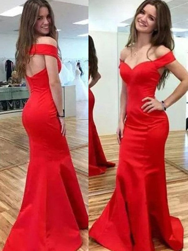 Beautiful Sleeveless Mermaid Off-the-Shoulder Long Prom Dress with Satin