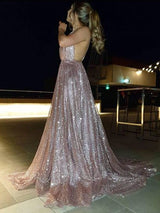 Gorgeous Ruffles Sequins  V-neck Sleeveless Prom Dress