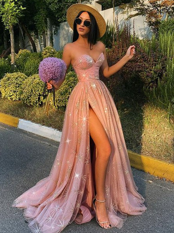 Gorgeous  Sweetheart With Appliques Sleeveless Tulle Prom Dress