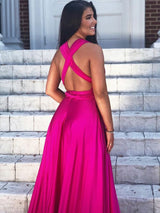 Gorgeous  V-neck Sleeveless Satin Ruffles Prom Dress