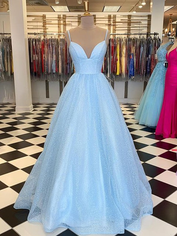 Gorgeous Long V-neck Sleeveless Tulle Ruffles Prom Dress