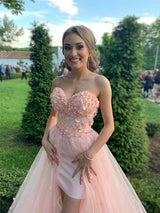 Gorgeous Tulle Sweetheart Sleeveless Hand-Made Flower  Prom Dress