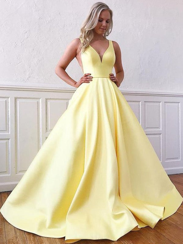 Gorgeous Satin Sleeveless Ruffles V-neck  Prom Dress