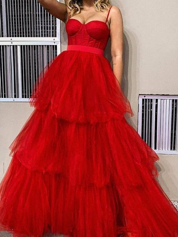 Gorgeous Tulle Spaghetti-Straps Sleeveless Layers  Prom Dress