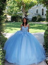Ball Gown Tulle With Appliques Sweetheart Sleeveless  Prom Dress